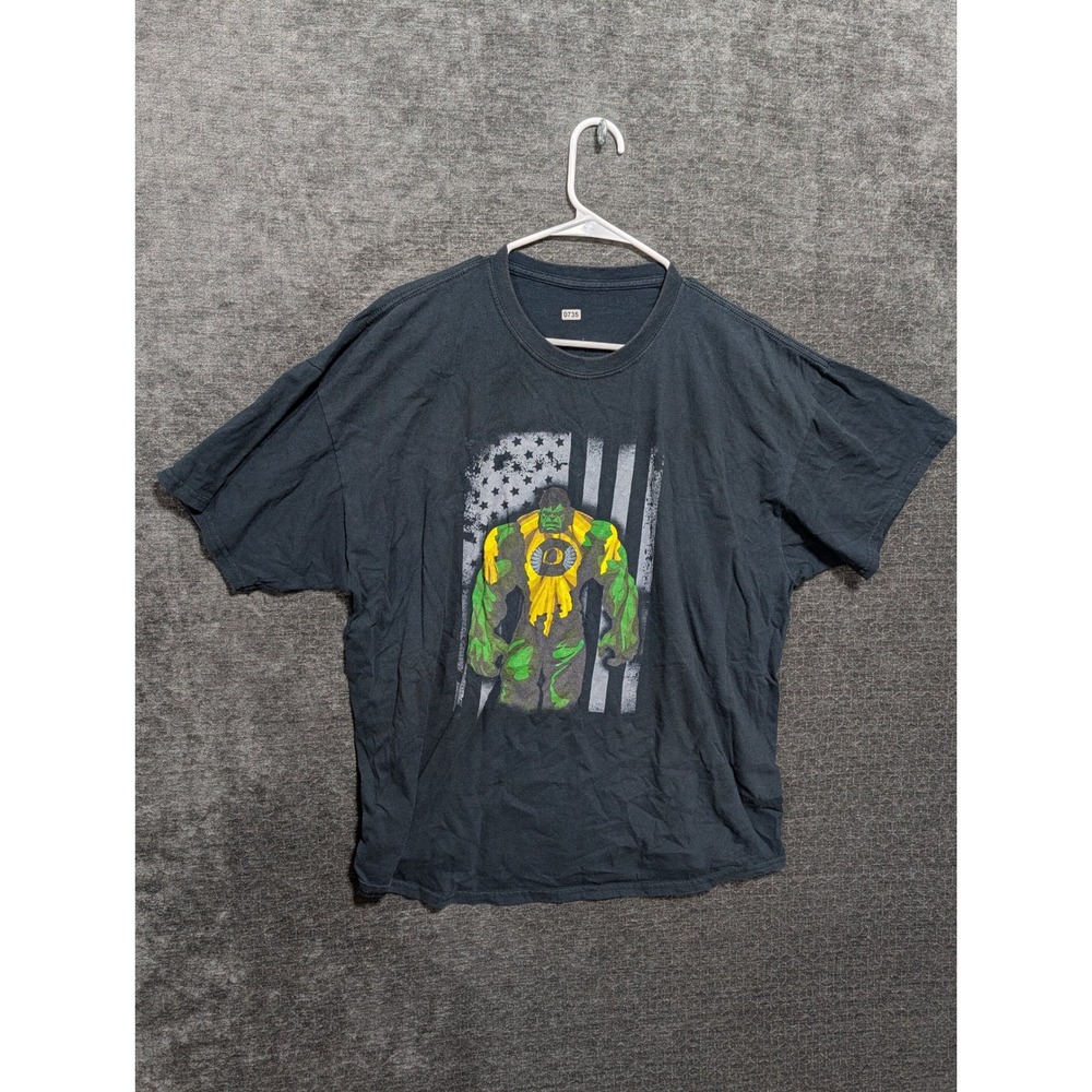 Oregon Ducks Hulk American Flag Graphic T-Shirt Mens Black Short Sleeve Tee